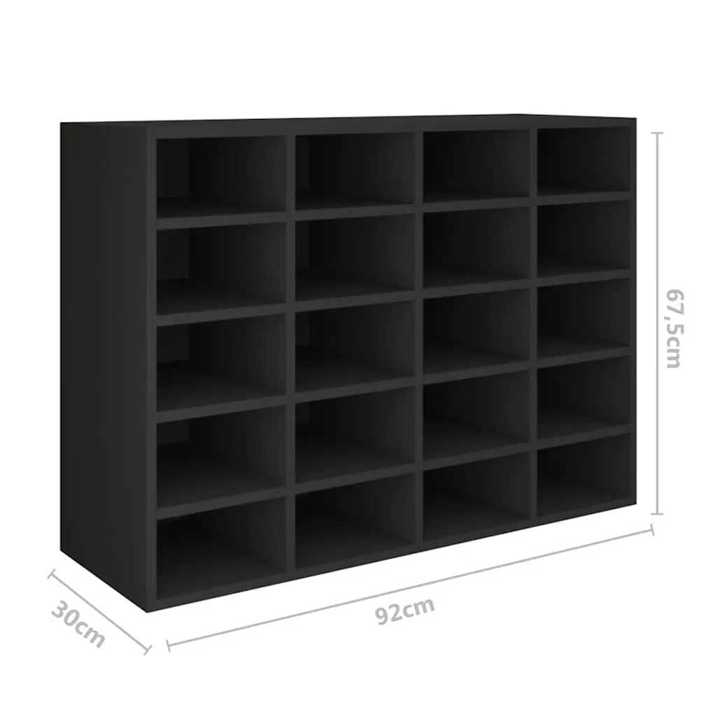 Shoe Rack Organiser Wall Mount 20 Compartments Black Storage Cabinet