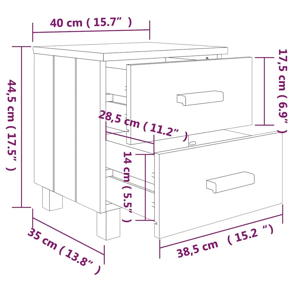 Bedside Tables Pair White Wooden Nightstands 40 x 35 x 44.5 cm