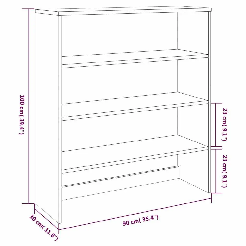 Grey Solid Wood Highboard with Three Shelves 90x30x100cm