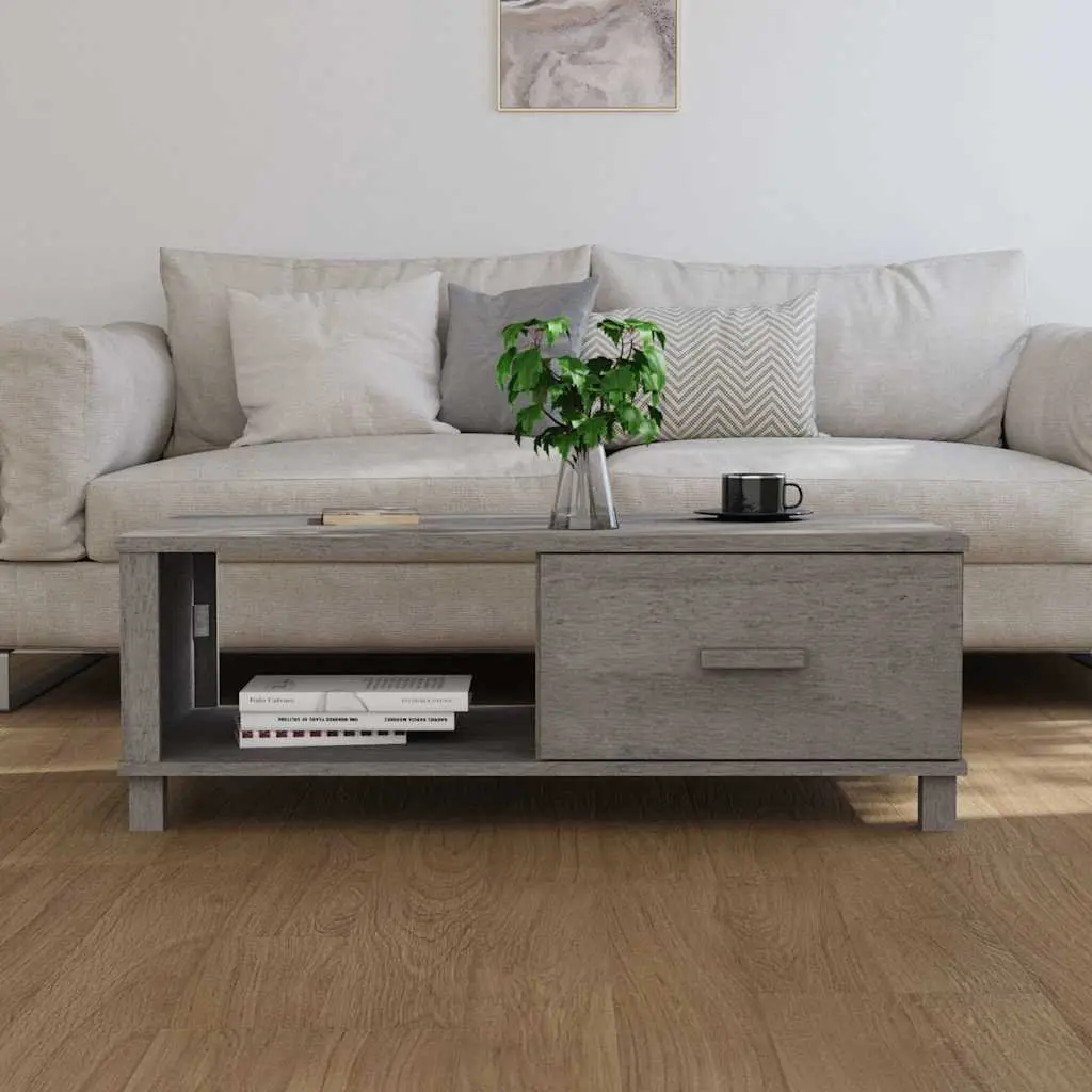 Wooden Coffee Table with Drawer Storage Compartment Grey Accent Side Table