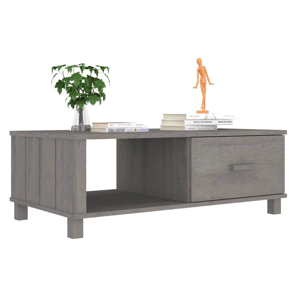 Wooden Coffee Table with Drawer Storage Compartment Grey Accent Side Table