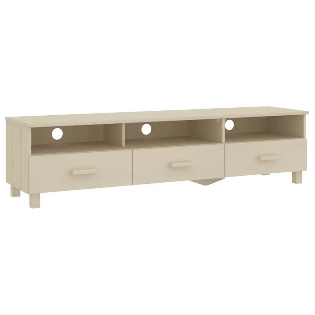TV Cabinet Solid Wood Pine Brown 158L x 40W x 40H cm Storage Unit with Sliding Drawers and Compartments