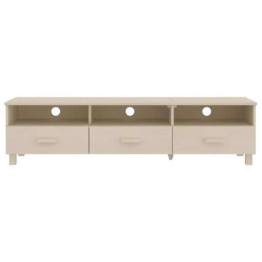 TV Cabinet Solid Wood Pine Brown 158L x 40W x 40H cm Storage Unit with Sliding Drawers and Compartments