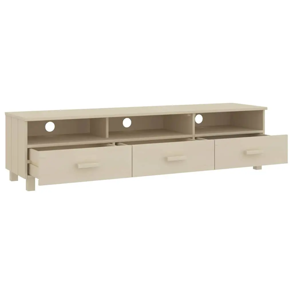 TV Cabinet Solid Wood Pine Brown 158L x 40W x 40H cm Storage Unit with Sliding Drawers and Compartments