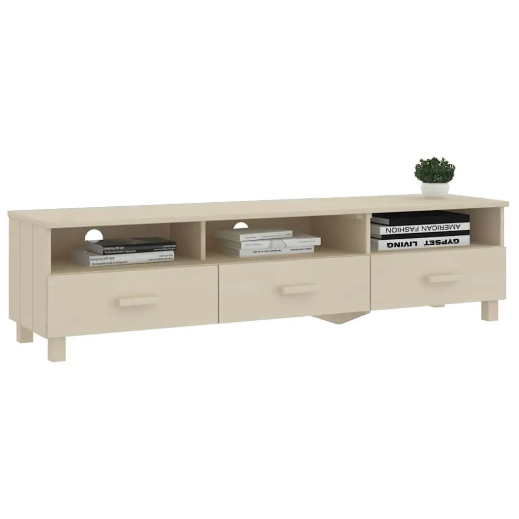TV Cabinet Solid Wood Pine Brown 158L x 40W x 40H cm Storage Unit with Sliding Drawers and Compartments