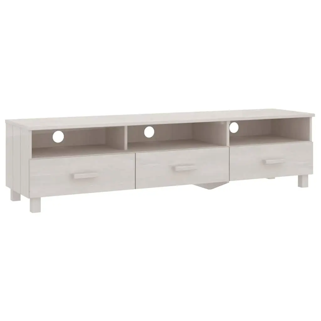 TV Cabinet Living Room 158x40x40cm Solid Pine Wood Entertainment Unit with 3 Drawers