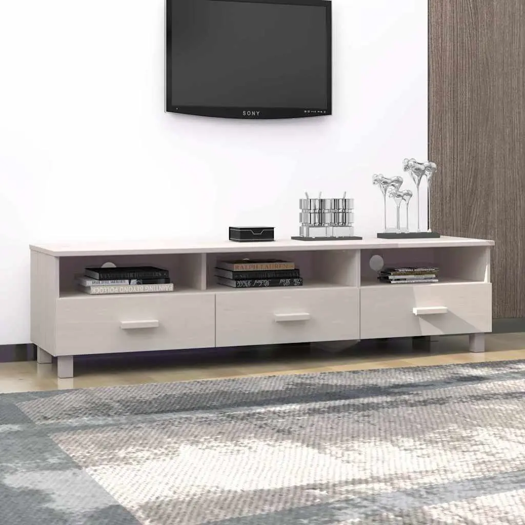 TV Cabinet Living Room 158x40x40cm Solid Pine Wood Entertainment Unit with 3 Drawers