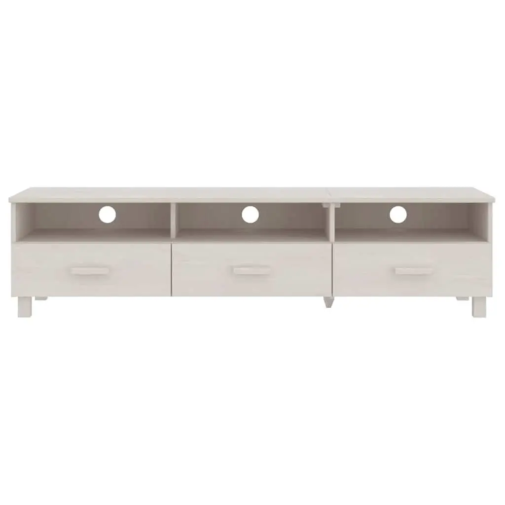 TV Cabinet Living Room 158x40x40cm Solid Pine Wood Entertainment Unit with 3 Drawers