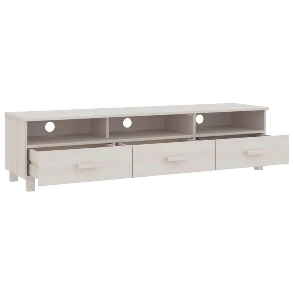 TV Cabinet Living Room 158x40x40cm Solid Pine Wood Entertainment Unit with 3 Drawers