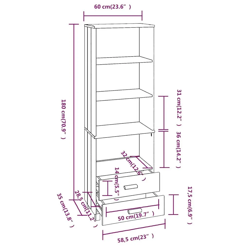 Highboard Storage Cabinet for Home 60x35x180cm