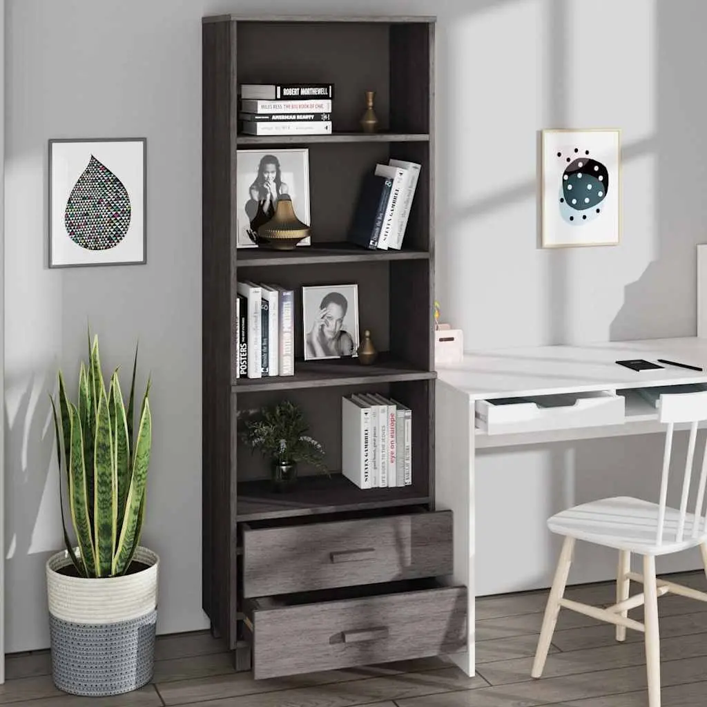 Highboard Storage Light Grey Solid Pine Wood 60x35x180 cm