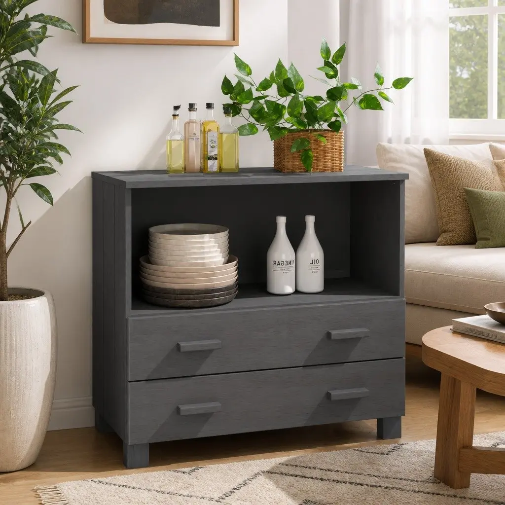 Wooden Sideboard Storage Cabinet for Home Grey 85 x 35 x 80 cm