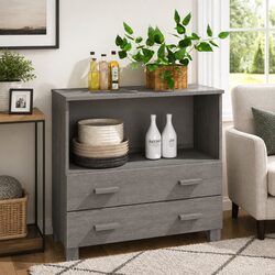 Wooden Sideboard Storage Cabinet with Drawers Compartment Grey Buffet Furniture