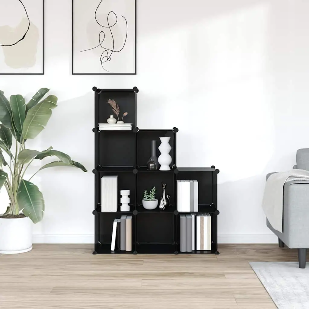 Black Plastic 9-Cube Storage Shelf