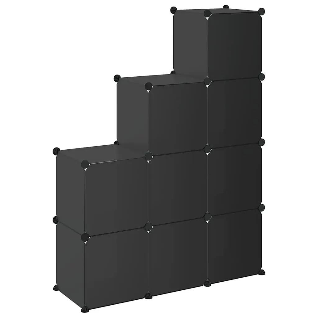 Black Plastic 9-Cube Storage Shelf