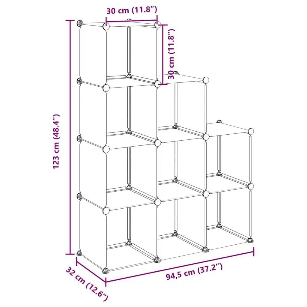 Black Plastic 9-Cube Storage Shelf