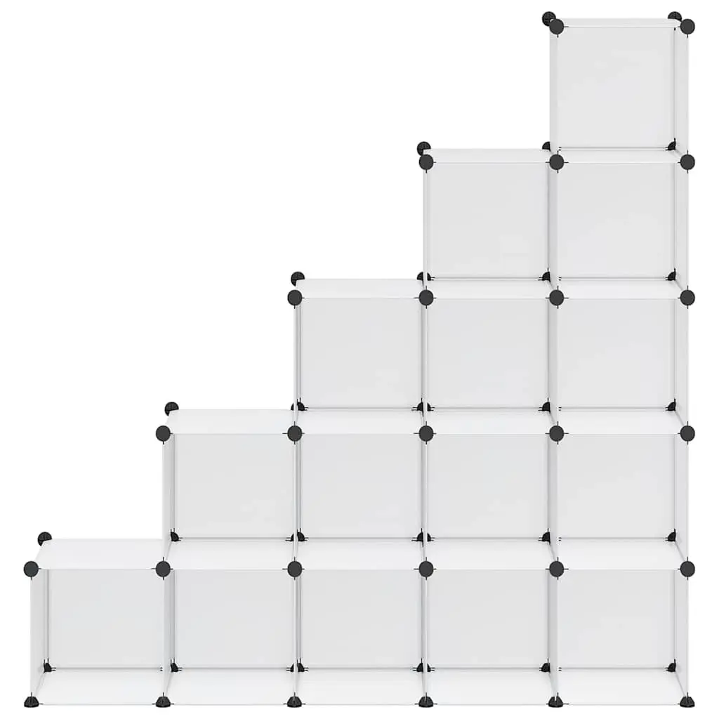 Storage Cube Organiser Home Office 15 Cubes Modular Shelving Unit Transparent PP Plastic