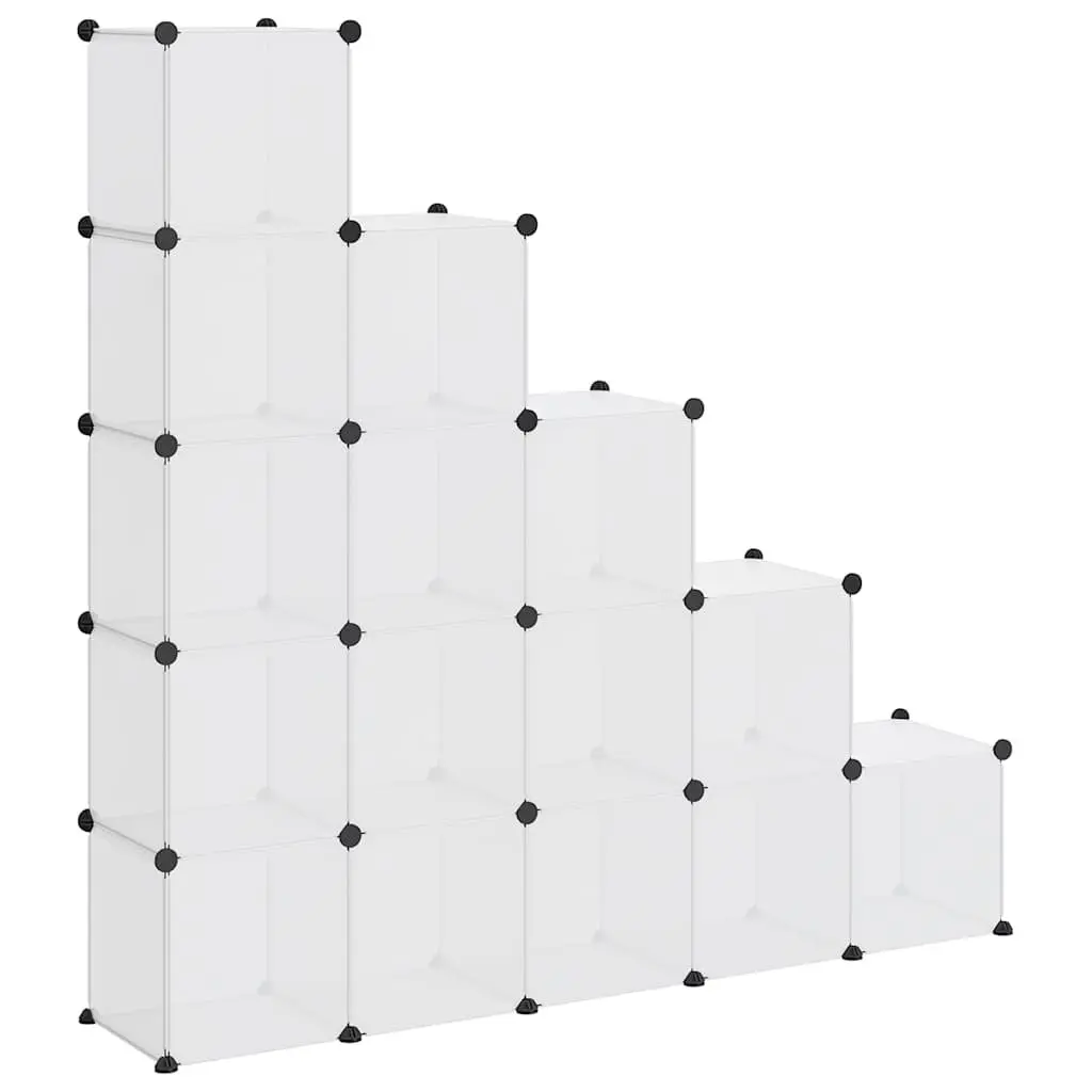Storage Cube Organiser Home Office 15 Cubes Modular Shelving Unit Transparent PP Plastic