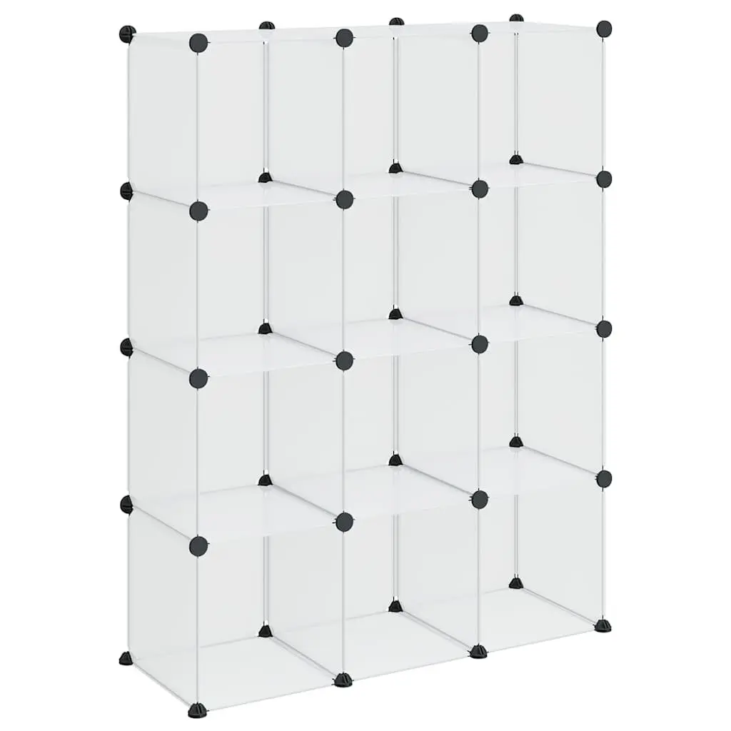 Storage Cube Organiser for Home 12 Cubes Transparent Plastic Closet Shelf Unit