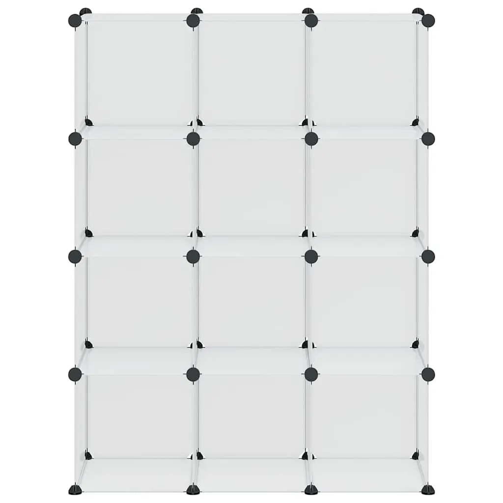 Storage Cube Organiser for Home 12 Cubes Transparent Plastic Closet Shelf Unit