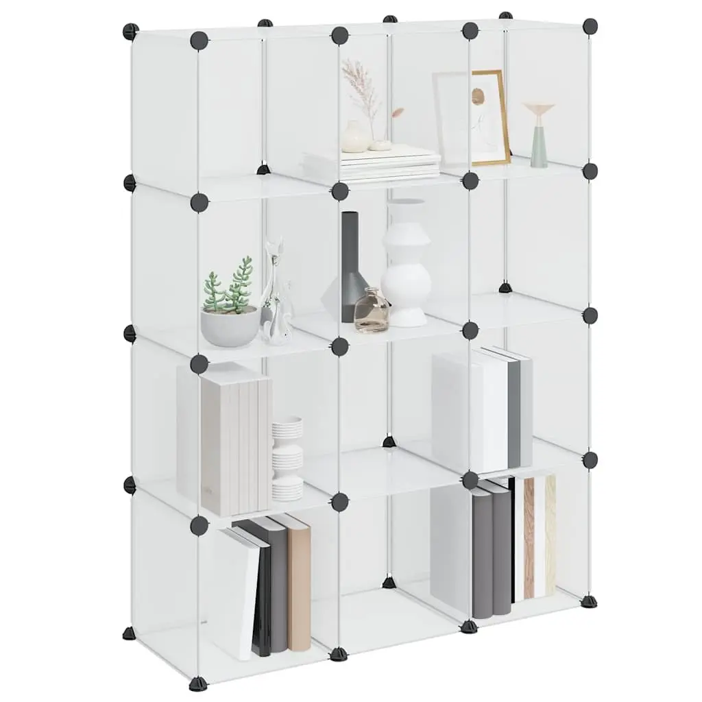 Storage Cube Organiser for Home 12 Cubes Transparent Plastic Closet Shelf Unit