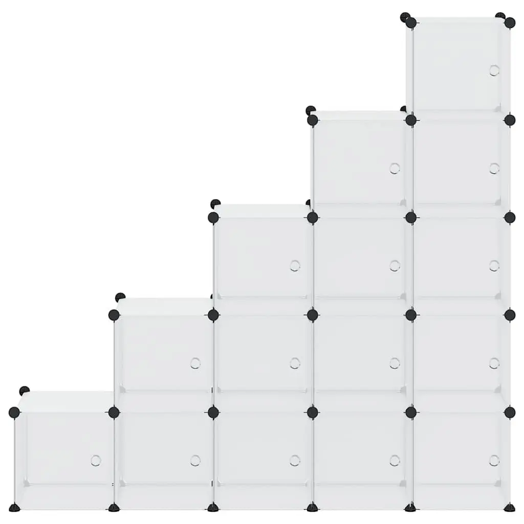 Storage Cube Organiser for Home Office 15 Cubes with Doors Transparent Modular Shelving Unit