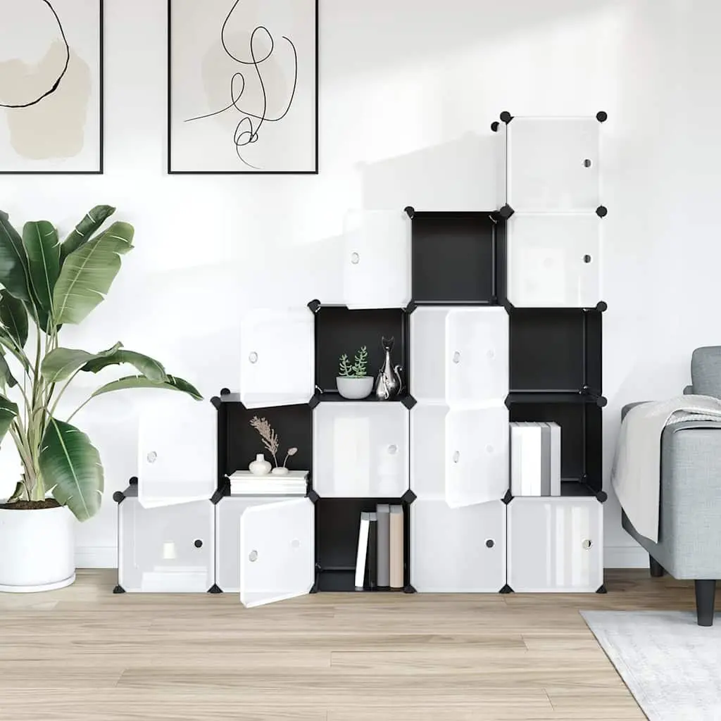 Storage Cube Organiser for Home Office 15 Cubes Black