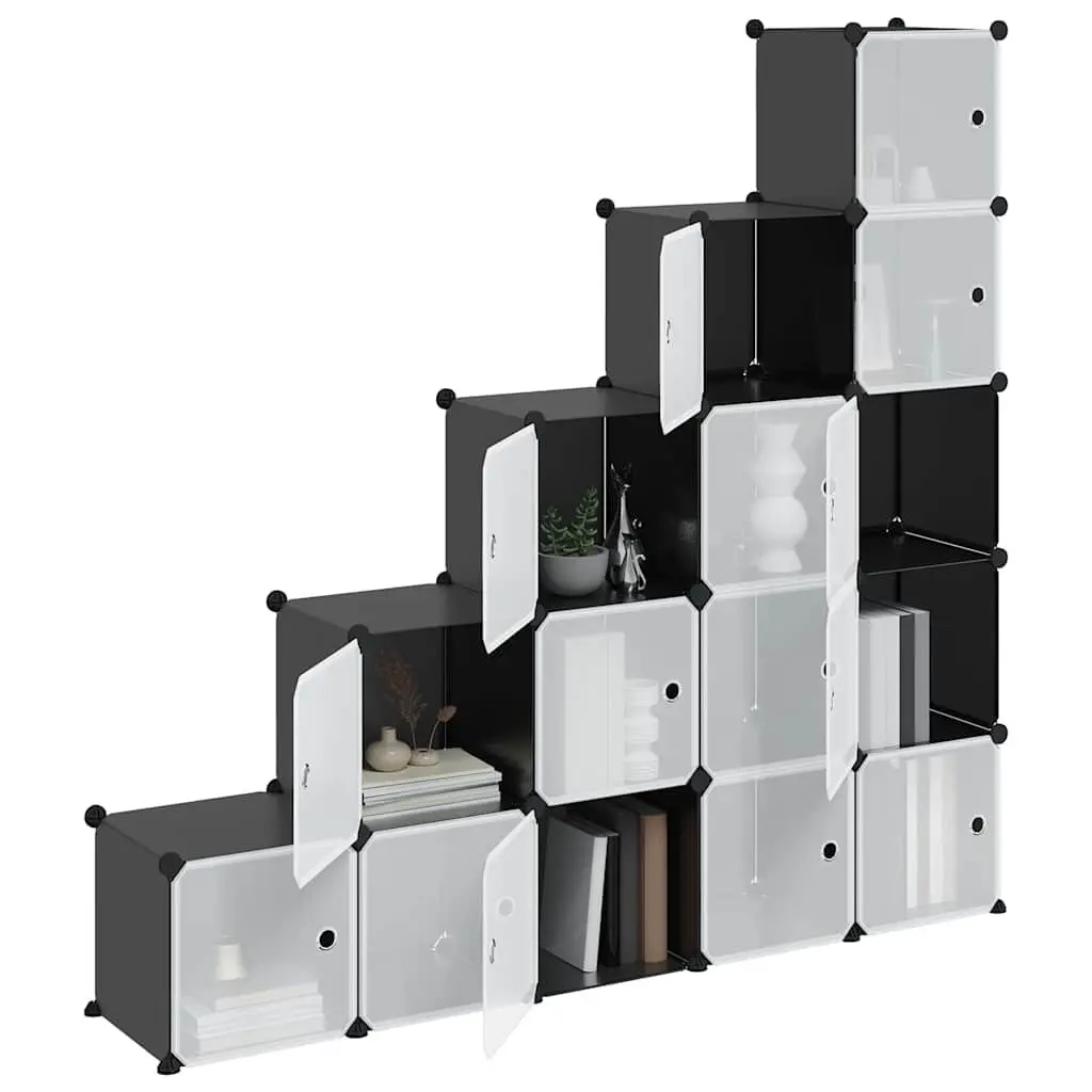 Storage Cube Organiser for Home Office 15 Cubes Black