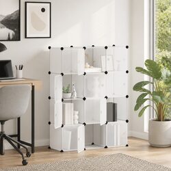 Storage Cube Organiser 12 Cubes with Doors Transparent Closet Shelving Unit