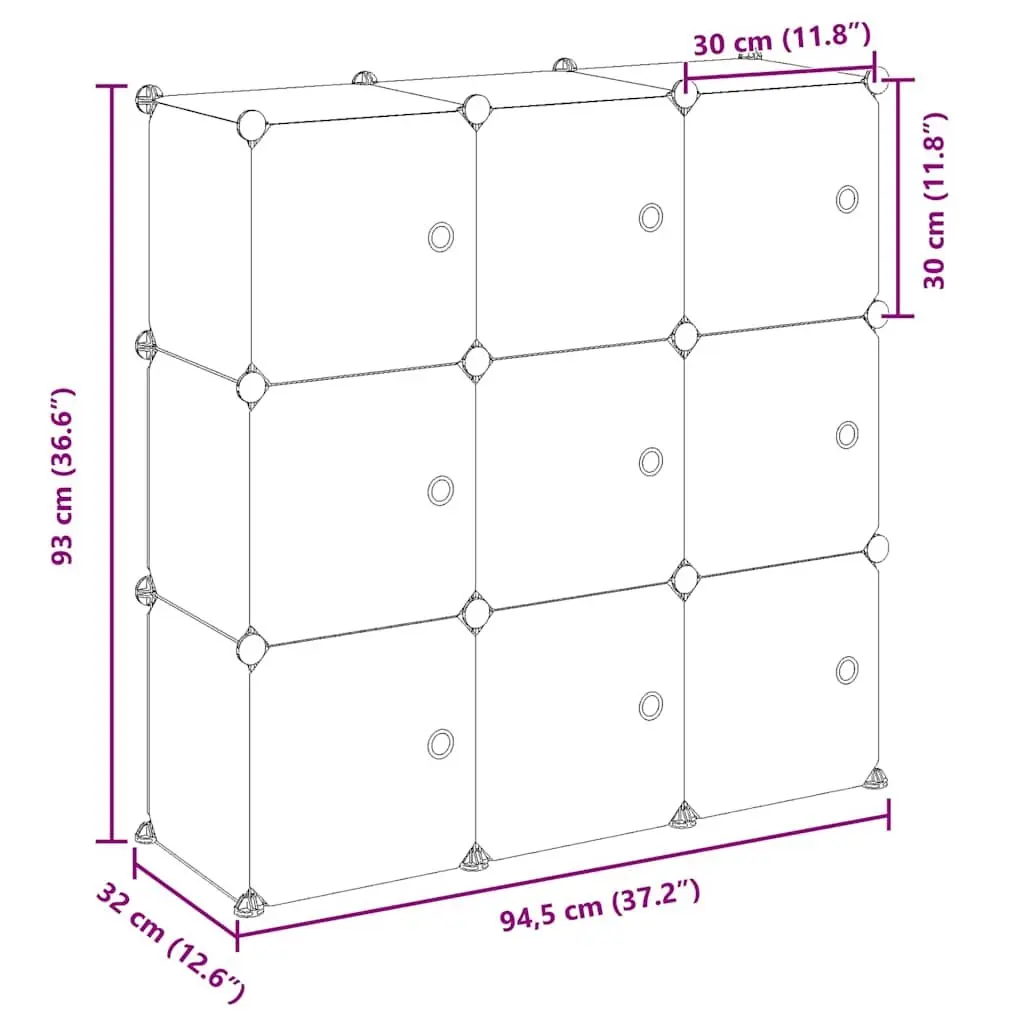 Storage Cube Organiser for Home Office Dormitory 9 Cube Size