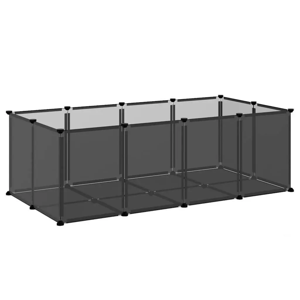 Small Animal Cage Enclosure for Pets 144 x 74 x 46.5 cm Black PP Plastic Steel Frame