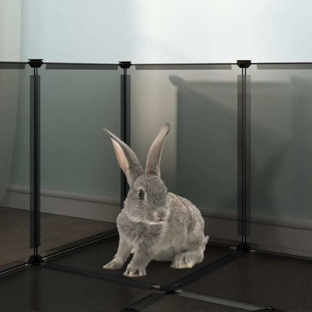 Small Animal Cage Enclosure for Pets 144 x 74 x 46.5 cm Black PP Plastic Steel Frame