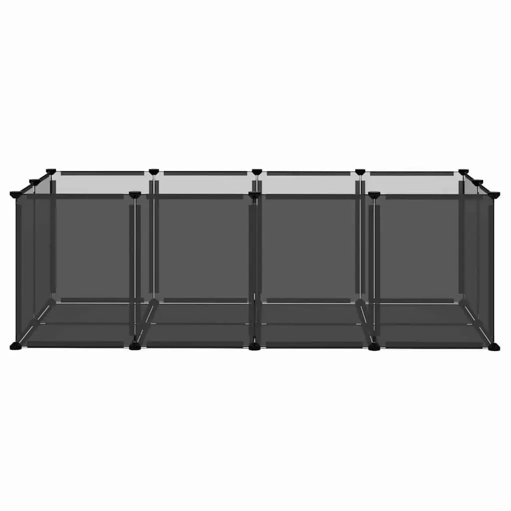 Small Animal Cage Enclosure for Pets 144 x 74 x 46.5 cm Black PP Plastic Steel Frame