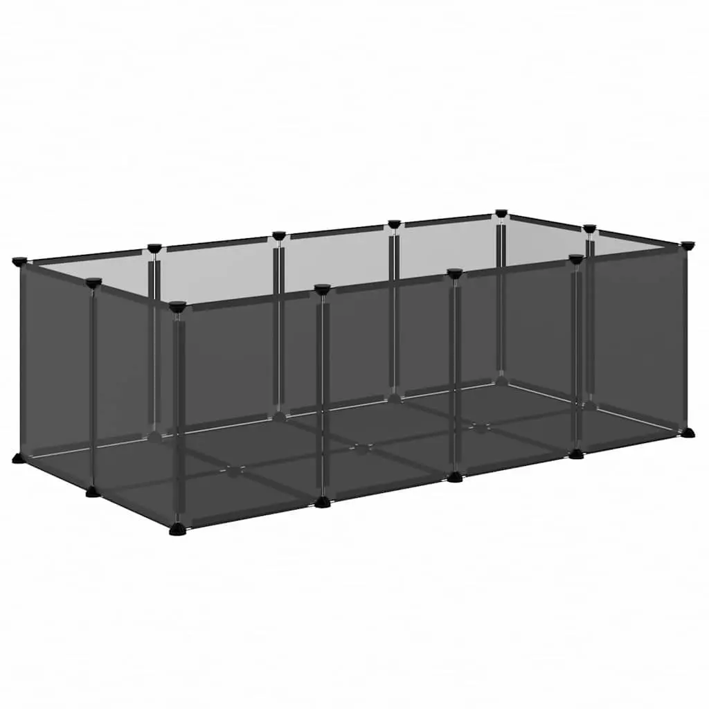 Small Animal Cage Enclosure for Pets 144 x 74 x 46.5 cm Black PP Plastic Steel Frame