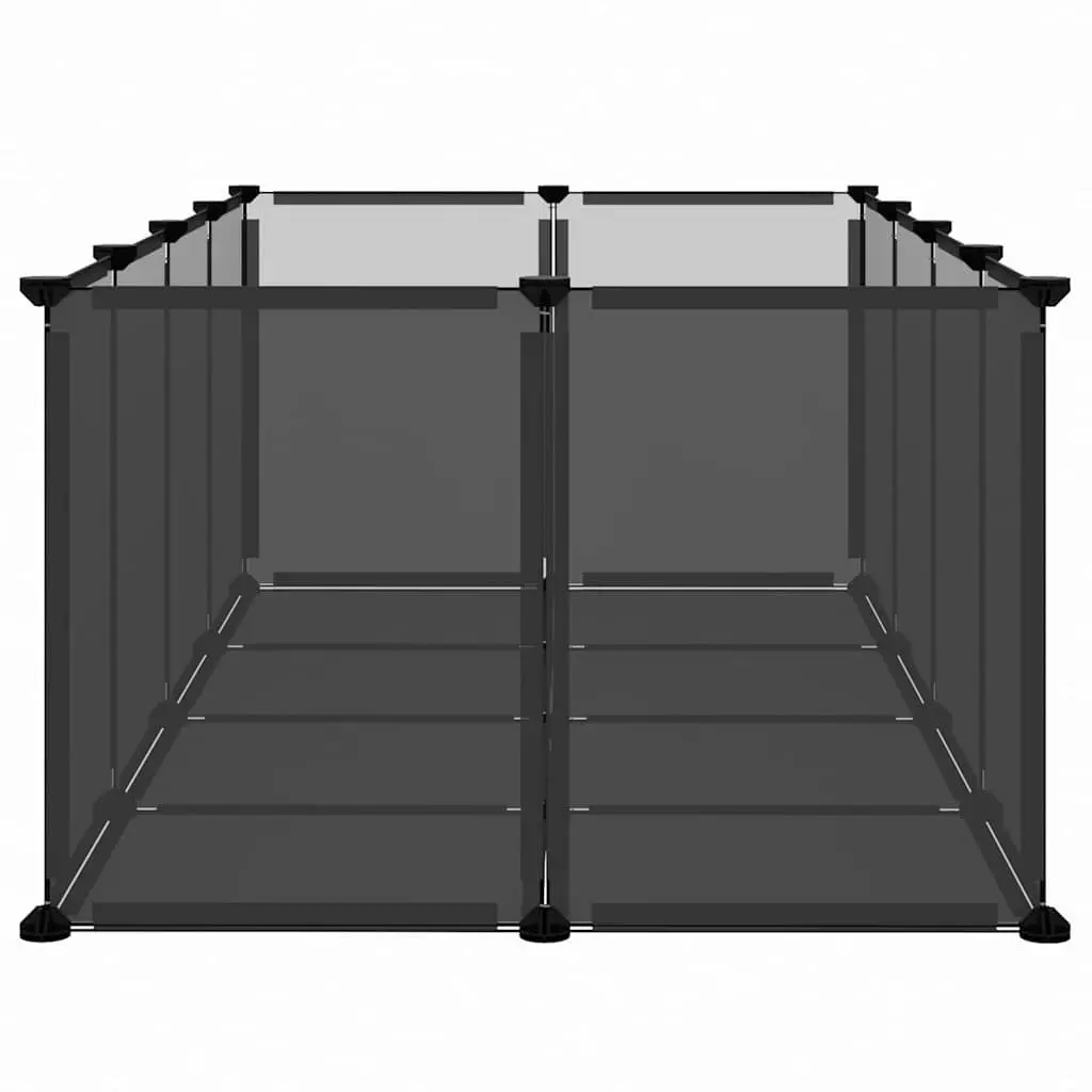 Small Animal Cage Enclosure for Pets 144 x 74 x 46.5 cm Black PP Plastic Steel Frame