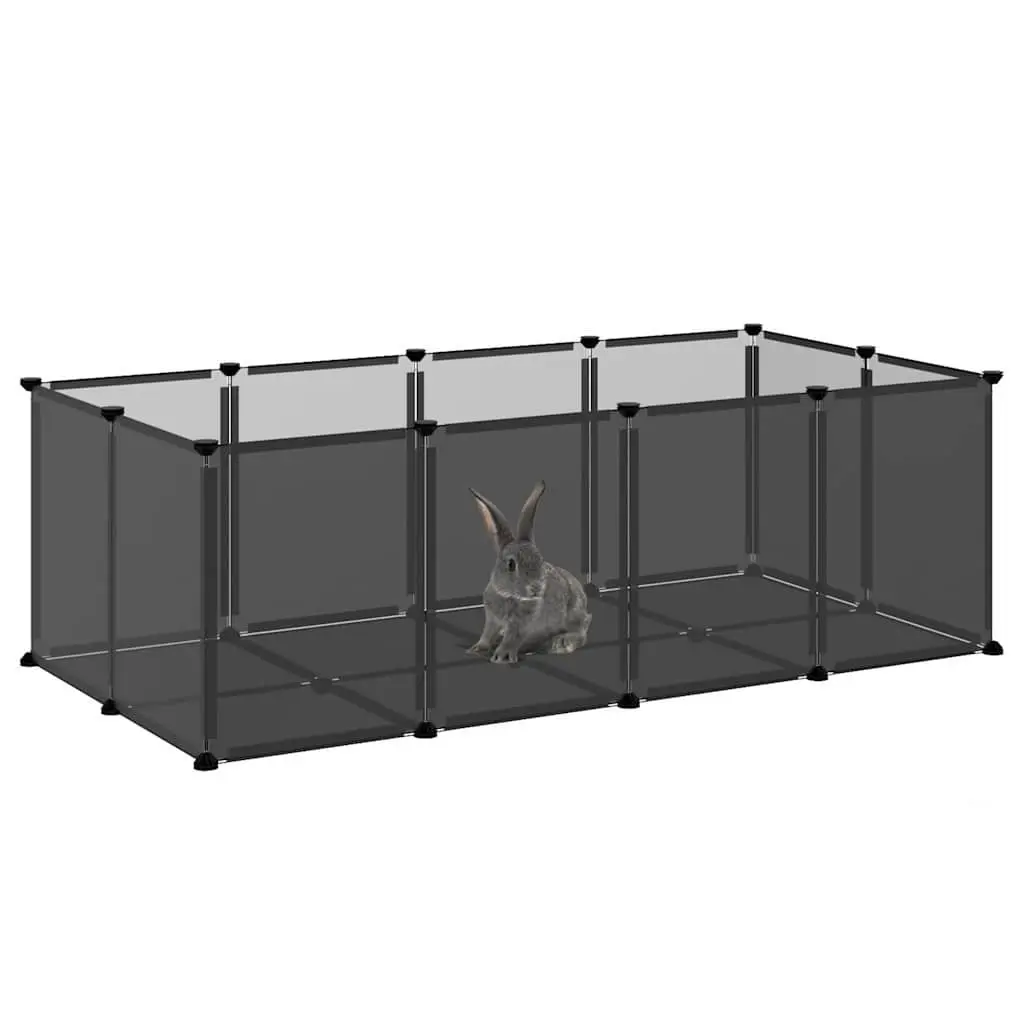 Small Animal Cage Enclosure for Pets 144 x 74 x 46.5 cm Black PP Plastic Steel Frame