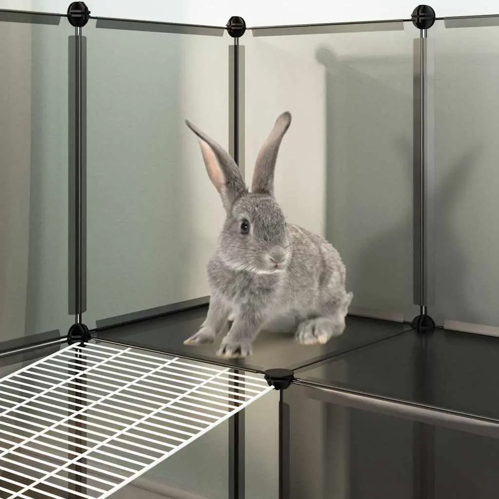 Small Animal Cage Black Indoor Outdoor Pet Enclosure Playpen PP Steel Frame