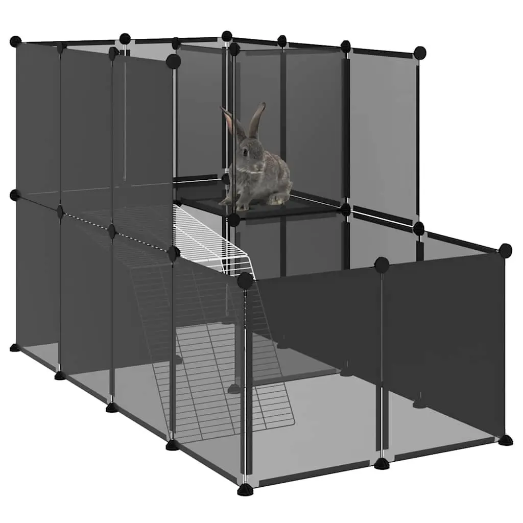 Small Animal Cage Black Indoor Outdoor Pet Enclosure Playpen PP Steel Frame