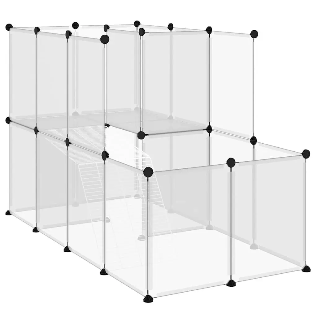 Transparent Small Animal Enclosure with Ladder and Platform 142x74x93cm Steel Frame PP Panels