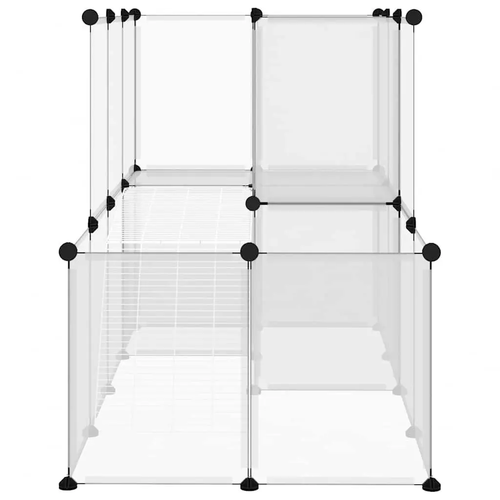 Transparent Small Animal Enclosure with Ladder and Platform 142x74x93cm Steel Frame PP Panels