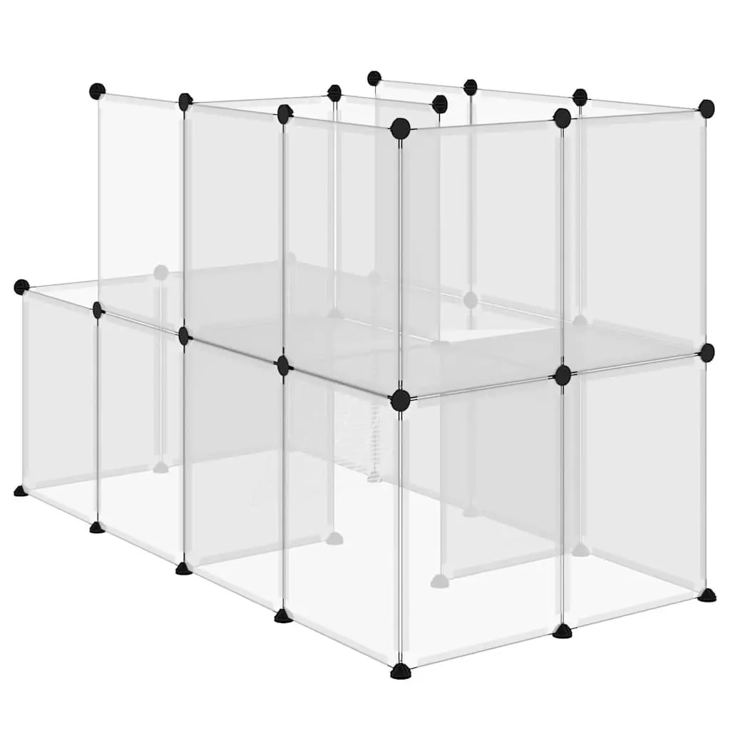 Transparent Small Animal Enclosure with Ladder and Platform 142x74x93cm Steel Frame PP Panels