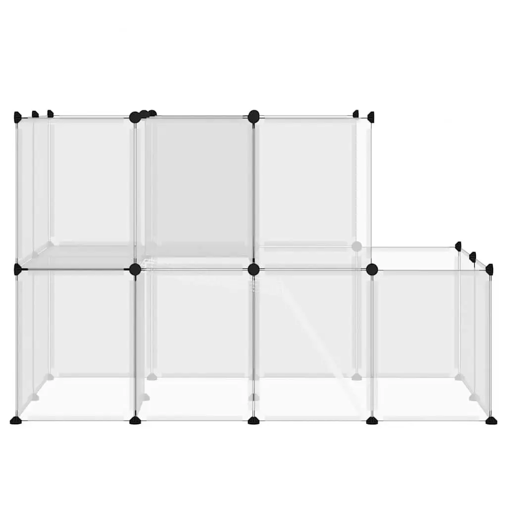 Transparent Small Animal Enclosure with Ladder and Platform 142x74x93cm Steel Frame PP Panels