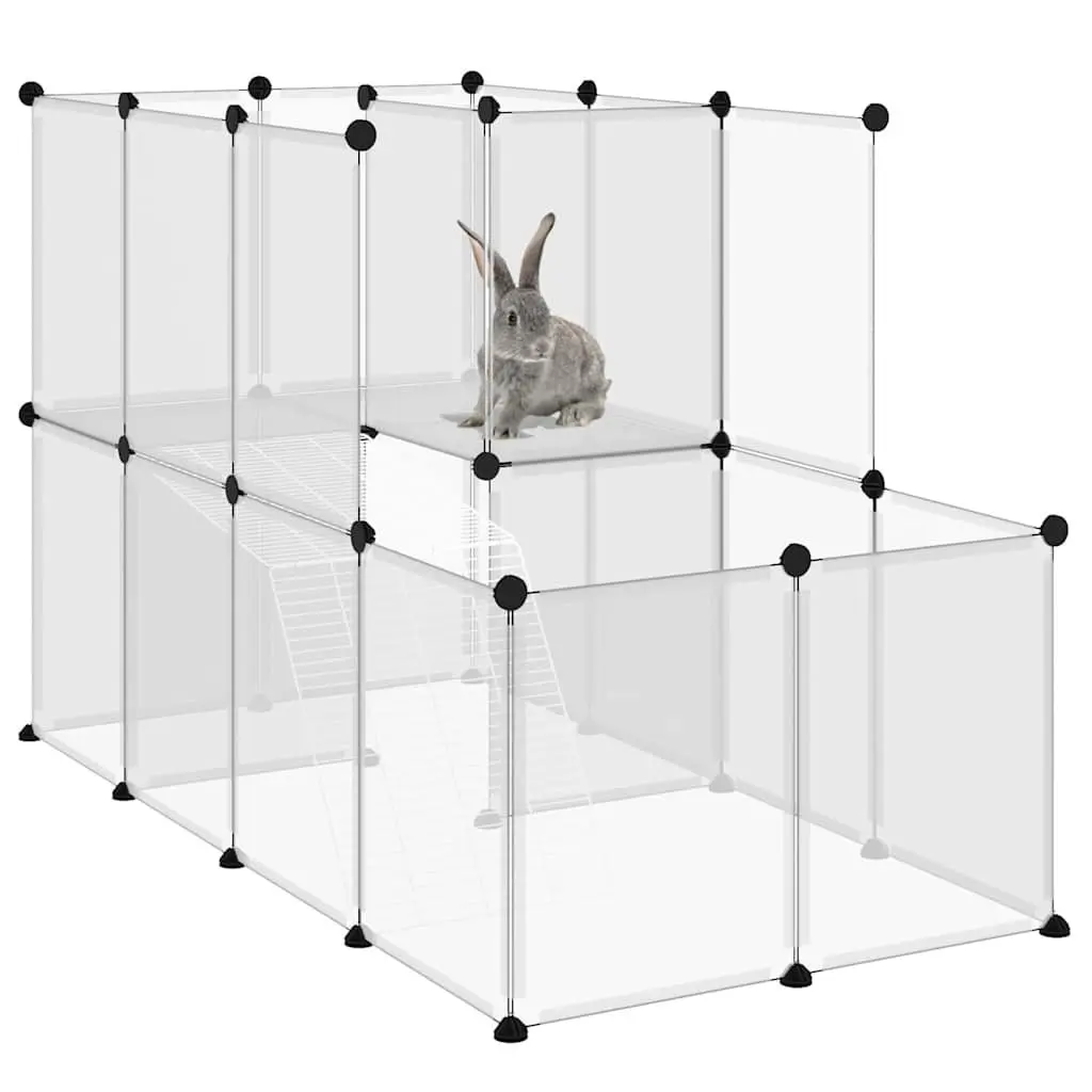 Transparent Small Animal Enclosure with Ladder and Platform 142x74x93cm Steel Frame PP Panels