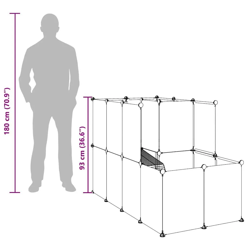 Transparent Small Animal Enclosure with Ladder and Platform 142x74x93cm Steel Frame PP Panels