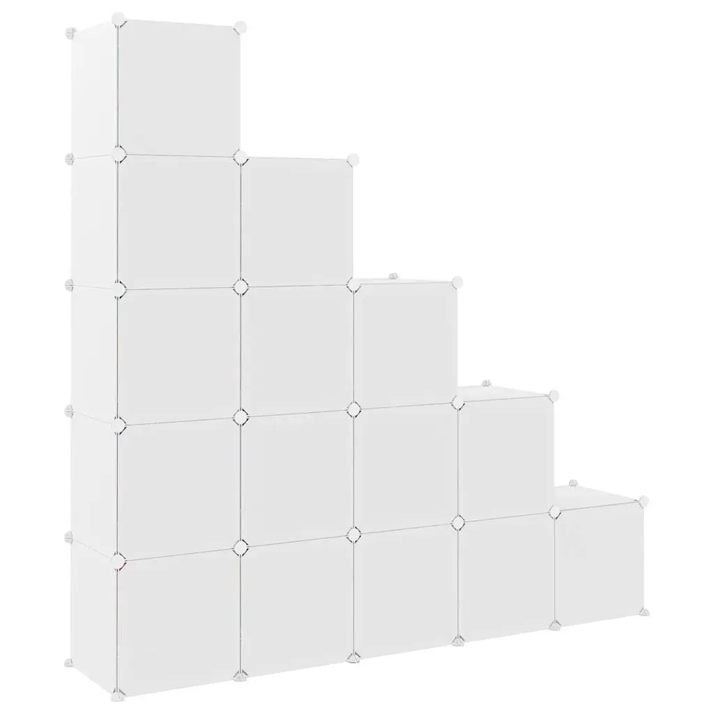 Kids Cube Storage Cabinet Organizer 15 Cubes White Plastic Wardrobe Unit