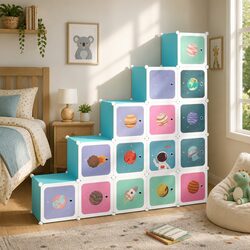Kids Cube Storage Cabinet: 15 Compartment Specs & Features