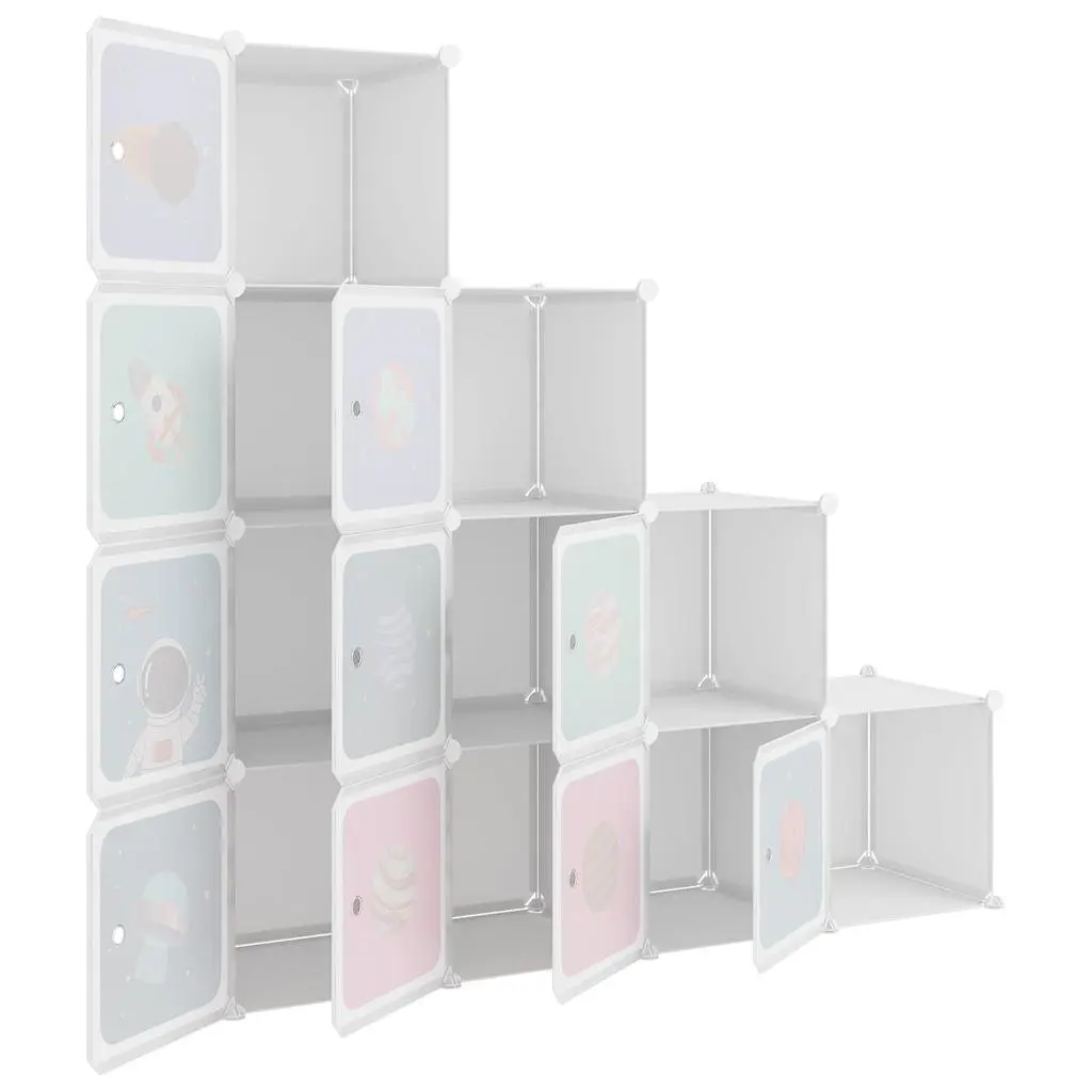 Kids Cube Storage Cabinet 10 Cubes White Children Wardrobe Organiser Cupboard