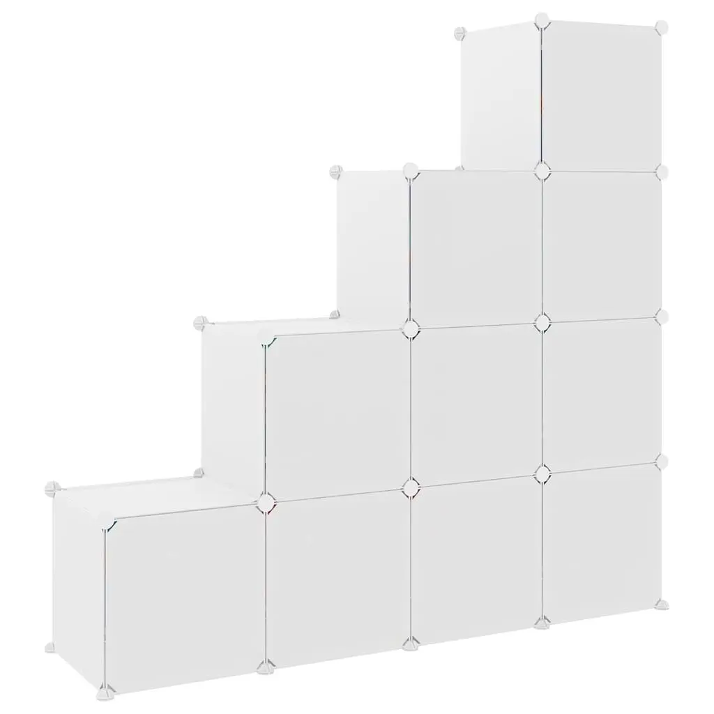 Kids Cube Storage Cabinet 10 Cubes White Children Wardrobe Organiser Cupboard