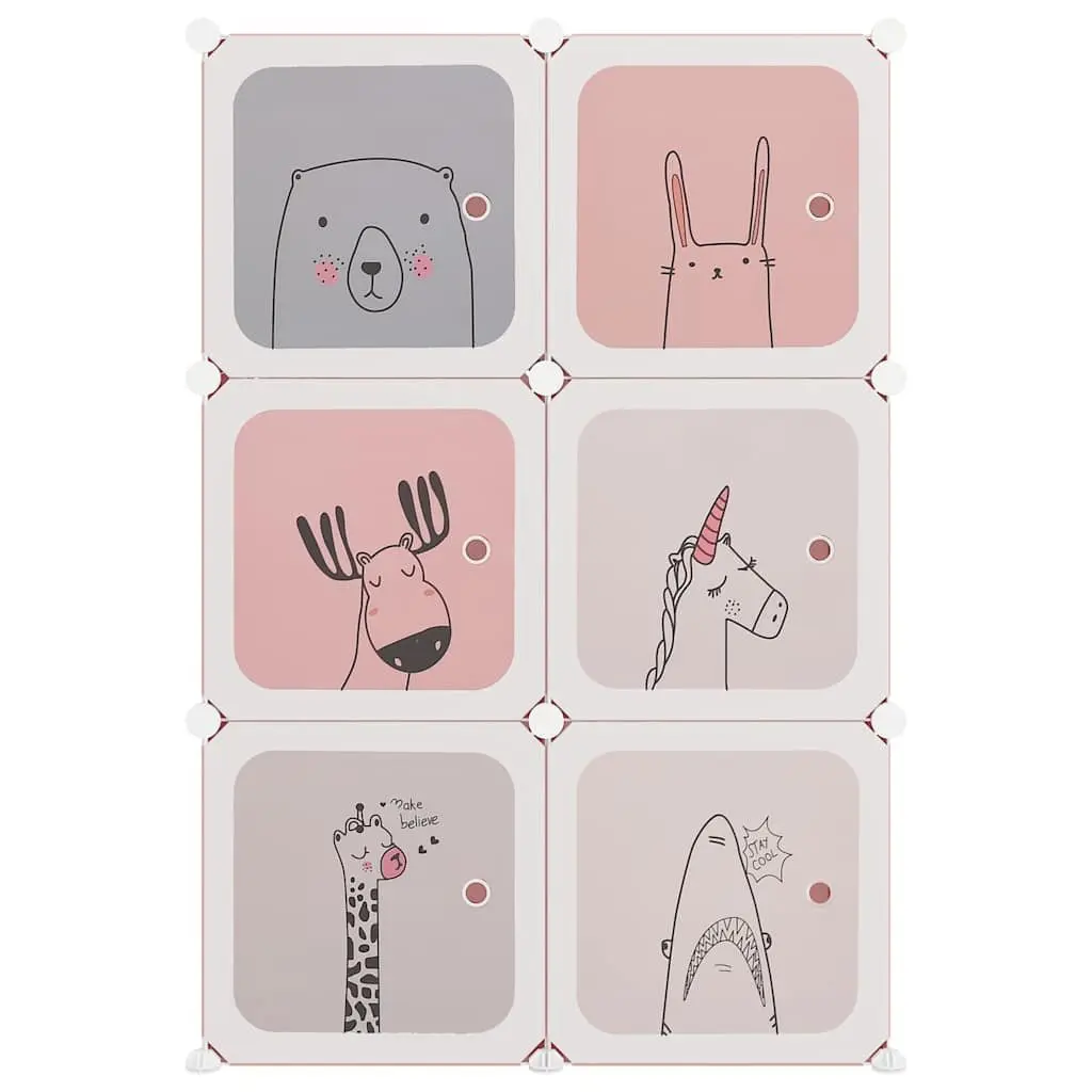 Kids' Pink Cube Storage Cabinet with 6 Cubes