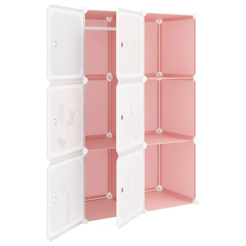 Kids' Pink Cube Storage Cabinet with 6 Cubes
